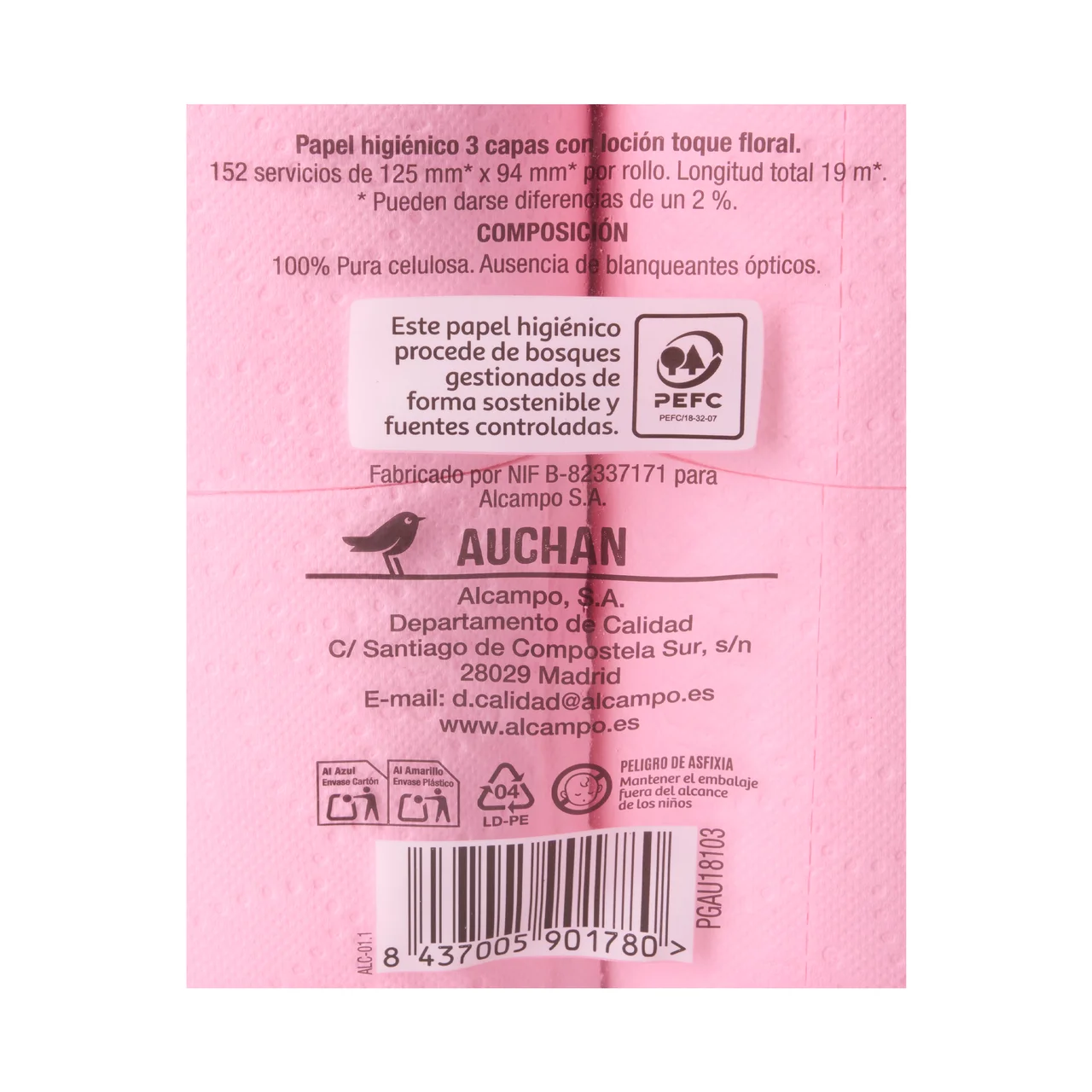 PRODUCTO ALCAMPO Papel higiénico perfumado de triple capa 12 uds.