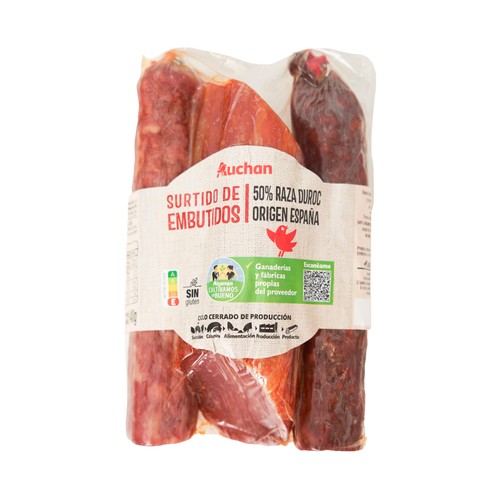 ALCAMPO CULTIVAMOS LO BUENO  Lote de embutidos 50% DUROC lomo (400g.), chorizo (270g.) y salchichón (270g.)