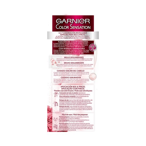 GARNIER Color sensation Coloración permanente e intensa reutilizable para bol y pincel, tono 5.0 Castaño luminoso.