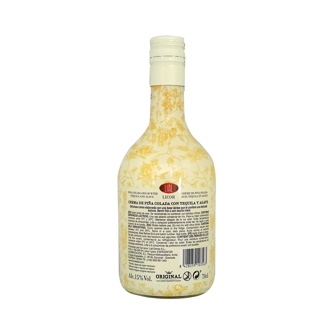 SARGENTO TEQUELA Crema de licor de piña colada con tequila y Agave SARGENTO TEQUELA botella de 70 cl.