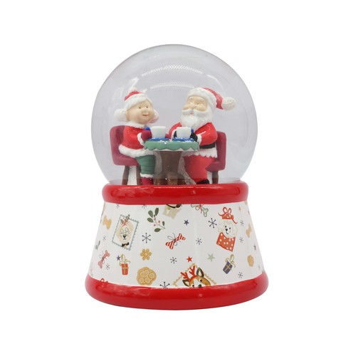 Bola de nieve Musical 10cm decoración Navidad Santa Claus: Papá y Mamá Noel, ACTUEL