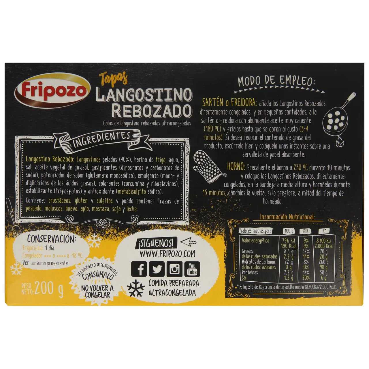 Colas de langostino rebozadas y ultracongeladas de El pozo 200 g.