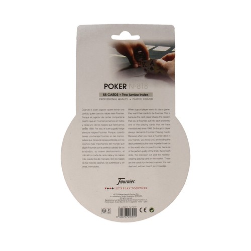 Baraja de póker español/inglés nº818, 55 cartas más un manual de reglas FOURNIER.