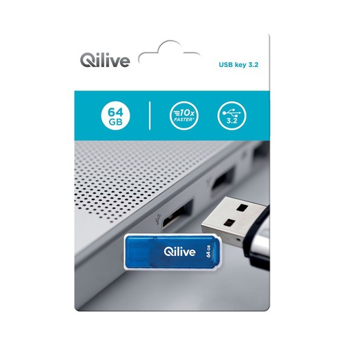 Memoria usb 64GB QILIVE, conexión 3.2.