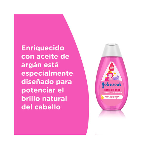 JOHNSON'S Champú infantil para cabellos más brillantes, suaves y sedosos JOHNSON´S Gotas de brillo 500 ml.