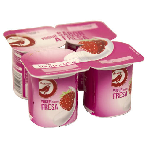 AUCHAN Yogur con sabor a fresa 4 x 125 g. Producto Alcampo