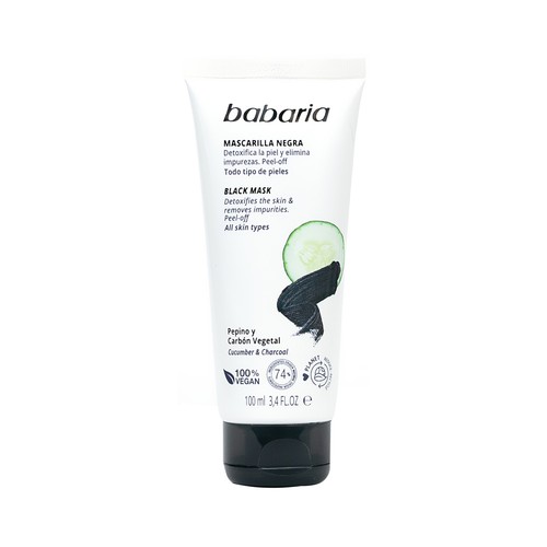 BABARIA Mascarilla facial con extracto de pepino y carbón vegetal, para todo tipo de pieles 100 ml.