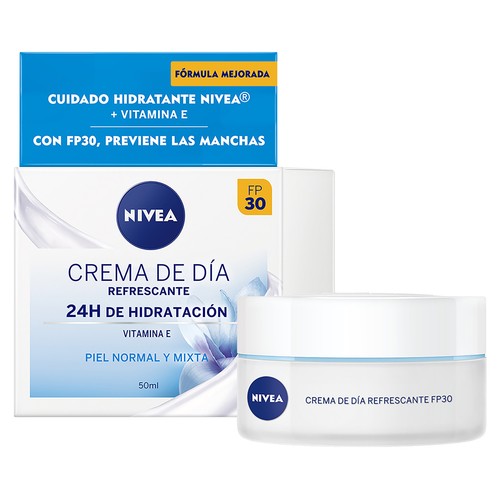 NIVEA Crema facial de día hidratante y refescante de día, para pieles normales a mixtas 50 ml.