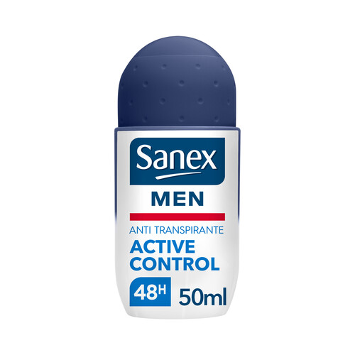 SANEX Men active control  Desodorante roll on para hombre con protección anti transpirante de hasta 48 horas 50 ml.