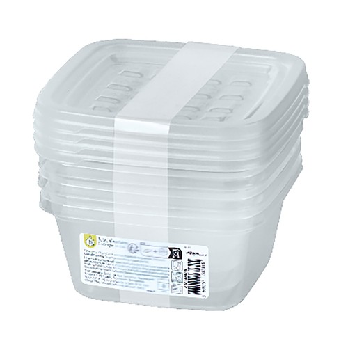 Set de 3 recipientes cuadrados, 0,5 L, PRODUCTO ECONÓMICO ALCAMPO.