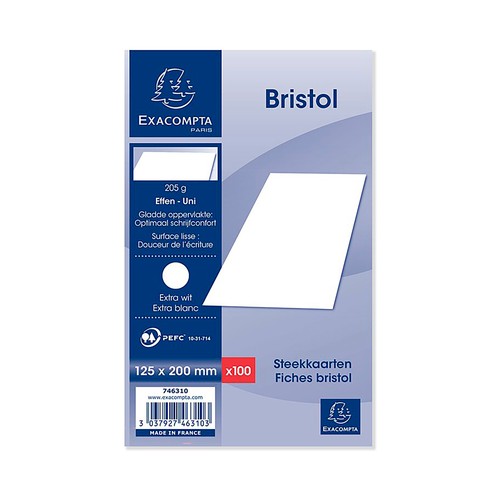 100 fichas de 125x200, 100 hojas, BRISTOL EXACOMPTA.