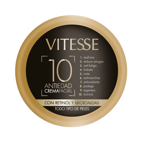 VITESSE Crema antiedad para cara, cuello y escote, apta para todo tipo de pieles VITESSE A10 150 ml.