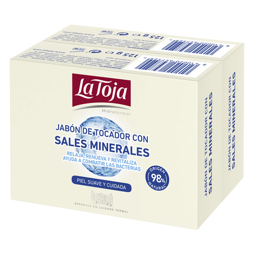 LA TOJA Pastillas de jabón de tocador, con sales minerales LA TOJA 2 x 125 g.