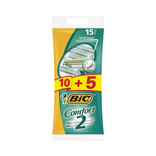 BIC Comfort Maquinilla de afeitar desechable con cabezal de doble hoja 15 uds.