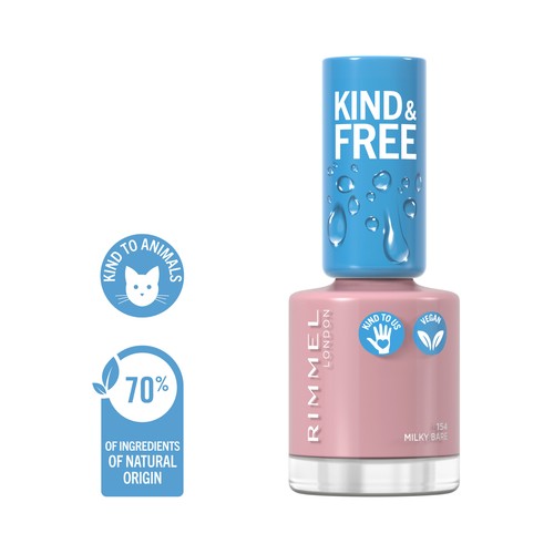 RIMMEL Kind & free tono 154 Milky bare Laca de uñas a base de plantas.