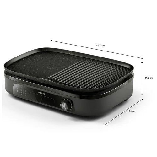 Plancha de asar con grill PHILIPS HD6210/90, 2400W, 5 niveles de potencia, 46,5x34cm