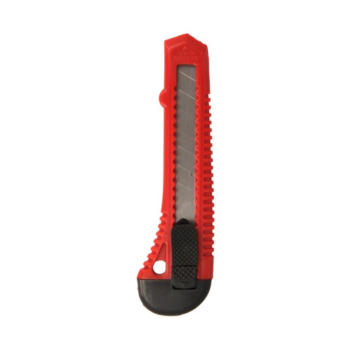 Cutter de 18mm con pestaña de bloqueo en color rojo, PRODUCTO ECONÓMICO ALCAMPO