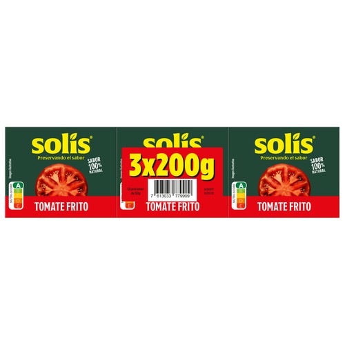 SOLÍS Tomate frito, sabor 100% natural 3 x 200 g.