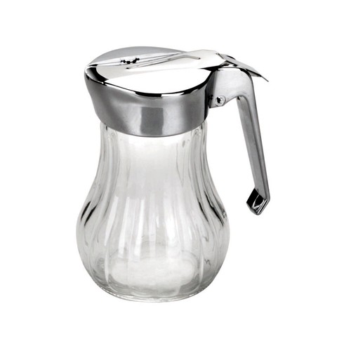 Dispensador de miel de vidrio con asa y tapa metálica, IBILI.