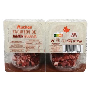 Imagen de AUCHAN Taquitos de jamón curado en bodega 2 x 75 g. Producto Alcampo