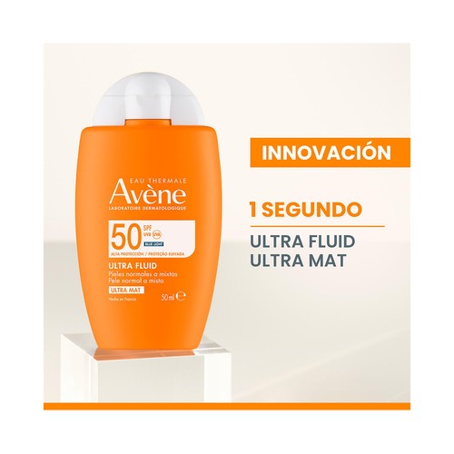 THERMALE AVÉNE Fluido solar matificante con FPS 50+ (muy alto), para pieles normales a mixtas 50 ml.
