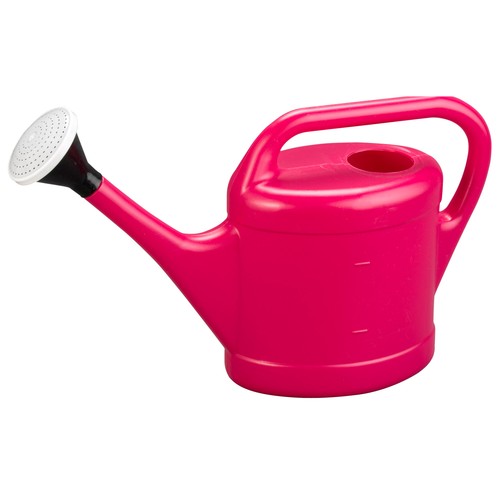 Regadera de plástico de color rosa, capacidad de 3 litros y medidas de 41x12.5x24 centímetros REGADERA 1 unidad.