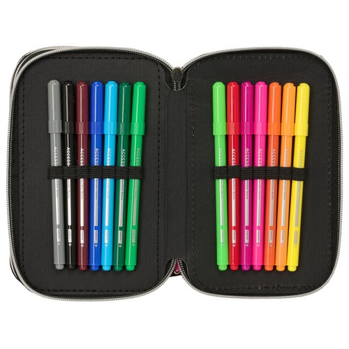 Estuche Plumier 3 pisos con contenido 37 piezas Demon Hunters Energy. K-POP