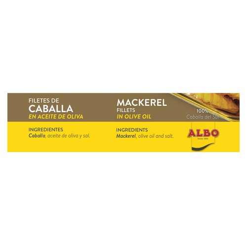 ALBO Caballa del sur en aceite de oliva en filetes lata de 85 g.