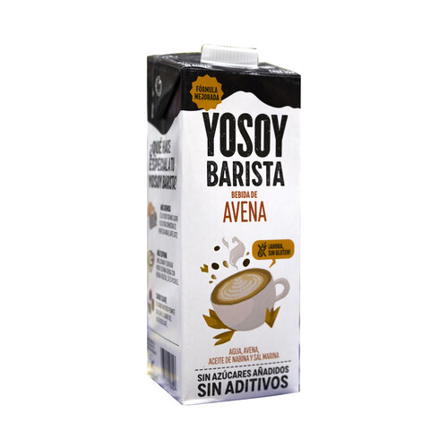 YOSOY Barista Bebida vegetal de avena, sin azúcares añadidos, ideal para combinar con café 1 l.