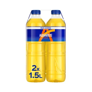 AQUARIUS Bebida isotónica con sabor a naranja pack de 2 botellas de 1.5 l.