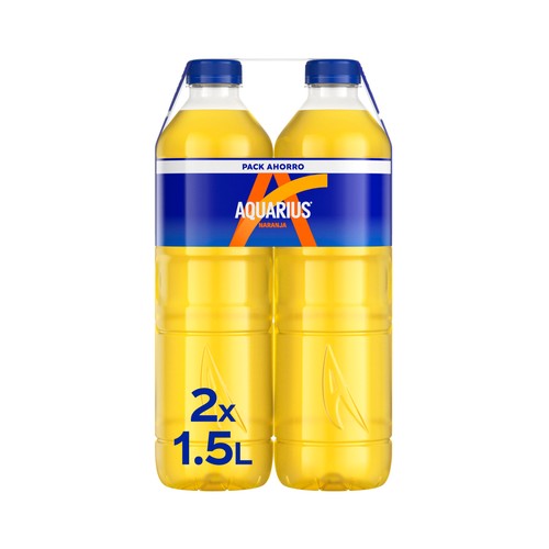 Bebida isotónica de naranja AQUARIUS pack de 2 botellas de 1,5 l.