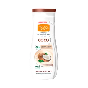 NATURAL HONEY Sensorial care Loción corporal hidratante con aceite de coco, para todo tipo de pieles 330 ml.