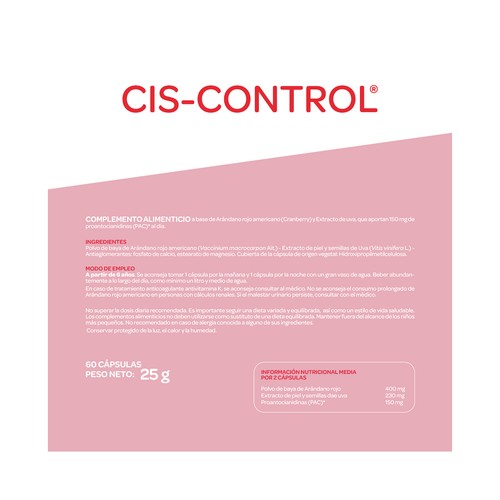 ARKOPHARMA Cis-control Complemento alimenticio a base de arándano rojo y extracto de uva 60 uds.