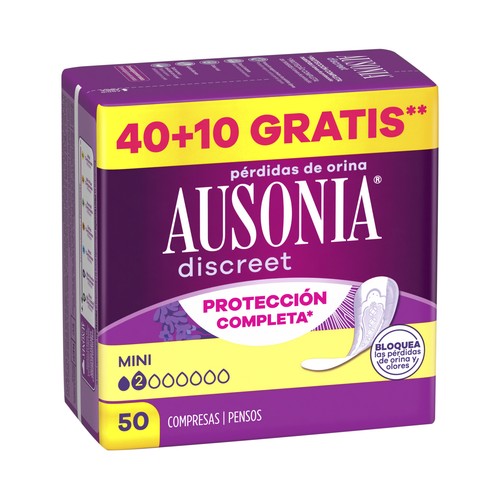 AUSONIA Discreet Compresas mini para perdidas de orina 50 uds.