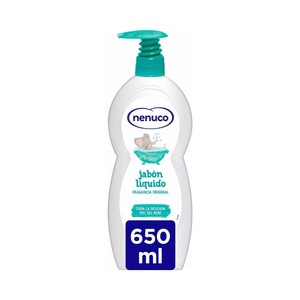 Jabón líquido para bébe, con dosificador y fragancia original NENUCO 650 ml.