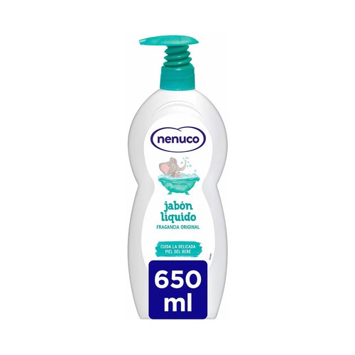 Jabón líquido para bébe, con dosificador y fragancia original NENUCO 650 ml.