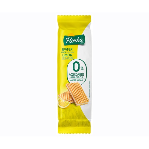 FLORBÚ Galletas de barquillo de limón sin azúcar 159 g.