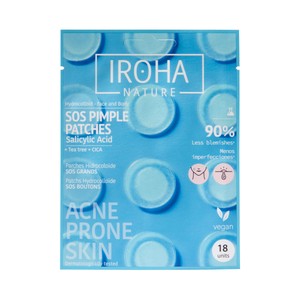IROHA NATURE Parches hidrocoloides para tratar los granos, pieles normales, mixtas o grasas 18 uds.