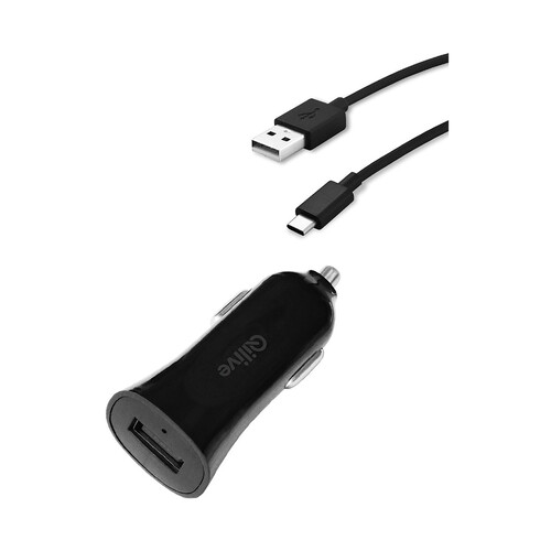 Cargador para coche USB QILIVE, cable USB-Type-C 2.0, 2,4A.