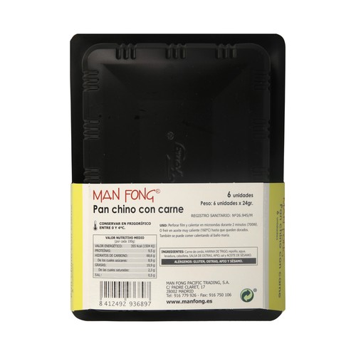 MANFONG Pan chino relleno de carne MAN FONG 6 uds.