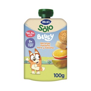 HERO Solo Bolsita de fruta (naranja, plátano, pera) y galleta, sin azúcares añadidos, a partir de 12 meses 100 g.