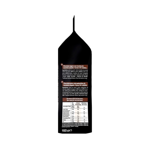 NESTLÉ Láminas de chocolate negro y caramelo sublime 150 g.