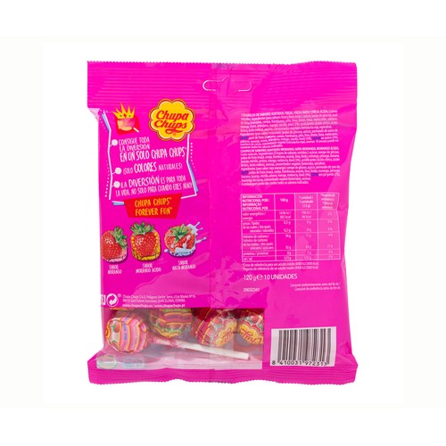 CHUPA CHUPS Caramelo con palo de fresa love 10 uds 120 g.