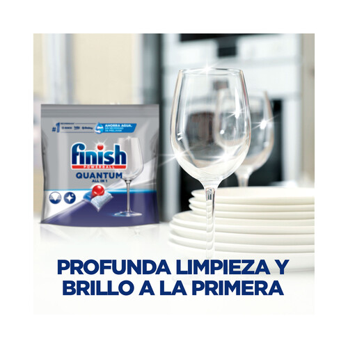 FINISH Detergente en pastillas para lavavajillas concentrado FINISH Quantum +50% gratis 18+9 cápsulas 506 gramos