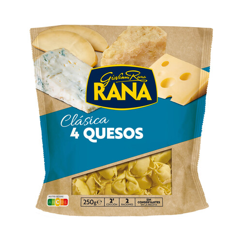 RANA Tortellini de pasta fresca rellenos de 4 quesos RANA Clásica 250 g.