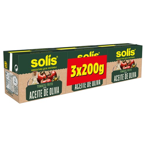 SOLIS Tomate frito con aceite de oliva, 3 uds, 200 g.