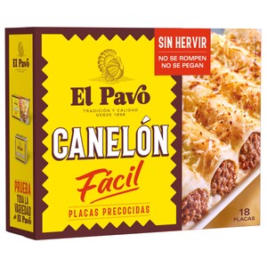 Imagen de EL PAVO Pasta canelones , pasta alimenticia laminada precocida y desecada 18 uds 120 g.