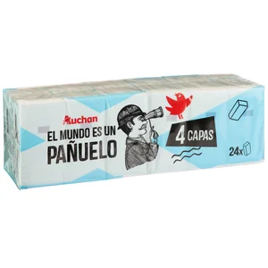 PRODUCTO ALCAMPO Pañuelos de celulosa (papel) de 4 capas 24 uds.