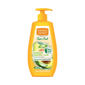 Imagen de NATURAL HONEY Gel hidratante para ducha o baño con aguacate y aloe vera NATURAL HONEY Super food 650 ml.