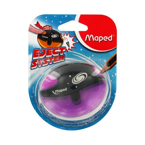 Sacapuntas con cuerpo de plástico, que expulsa la mina rota MAPED Galactic.